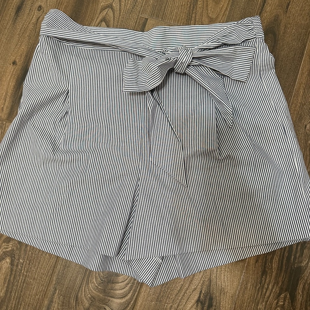 J. Crew Navy and White Striped High Waist Shorts